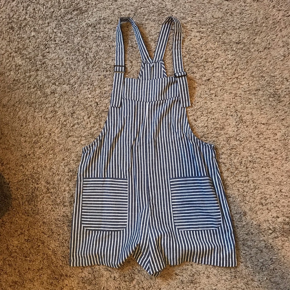 Stripe overall shorts